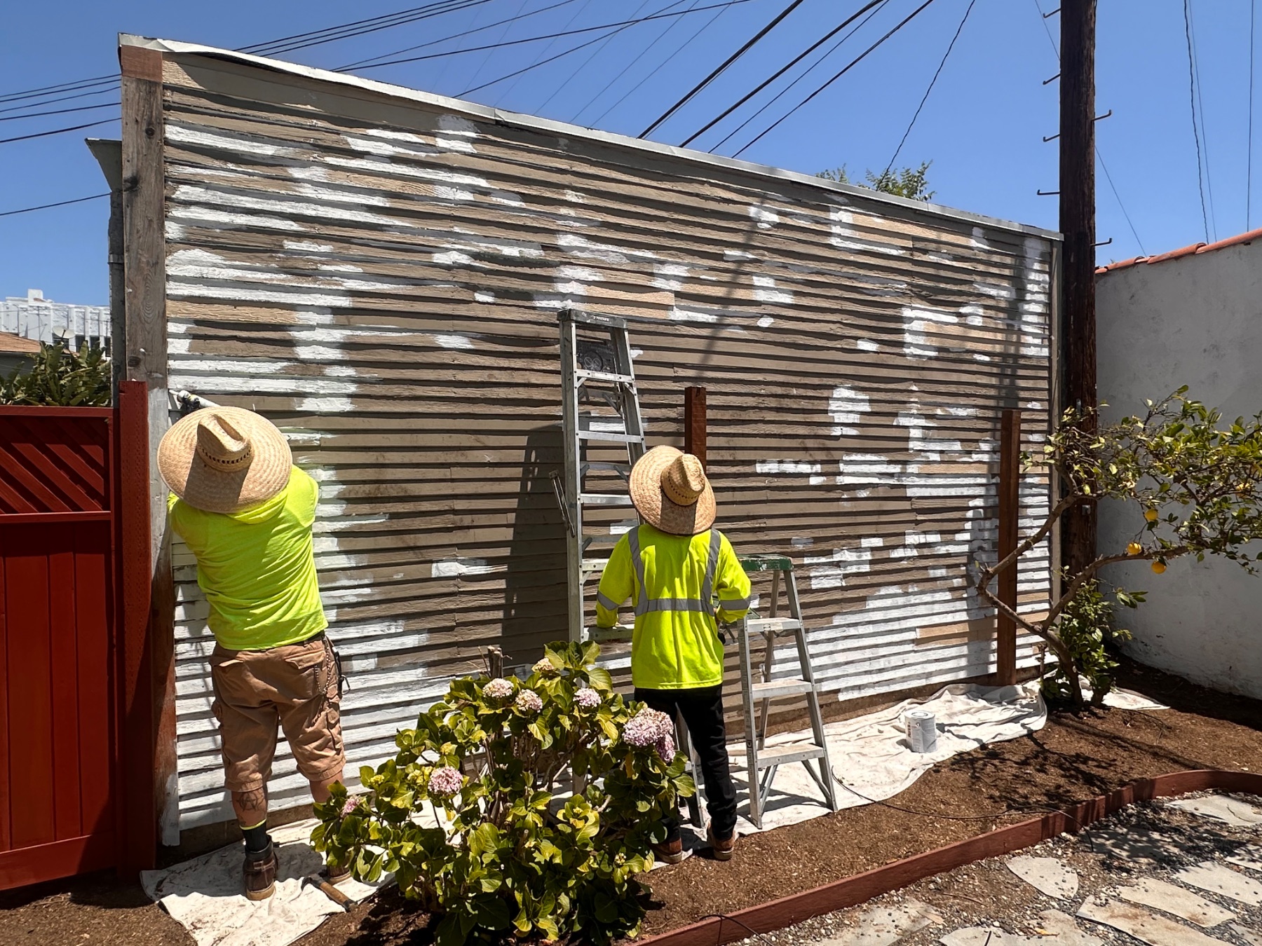 Siding restoration and landscaping in Hancock Park