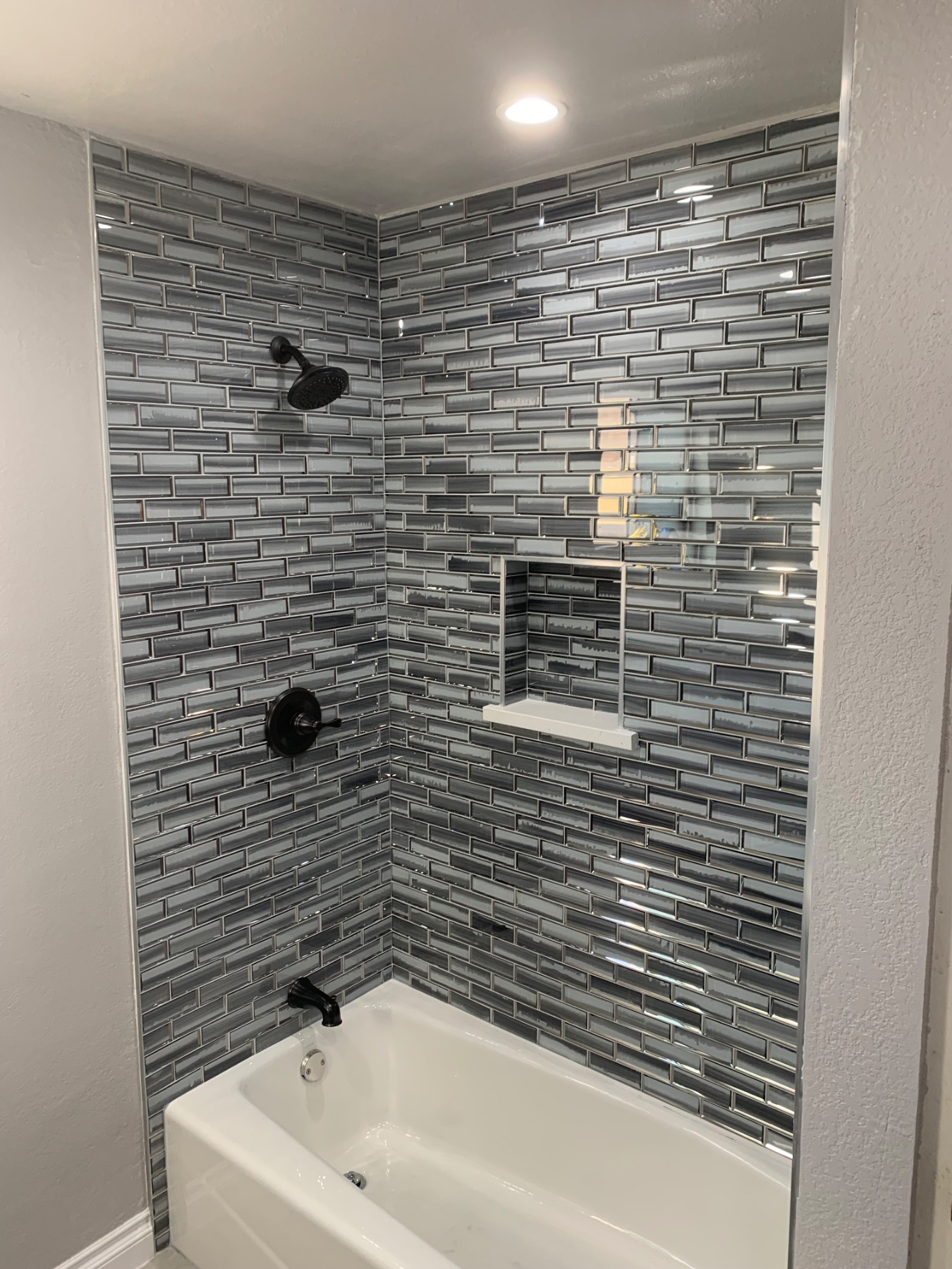 New tile shower bathroom remodel in Sylmar